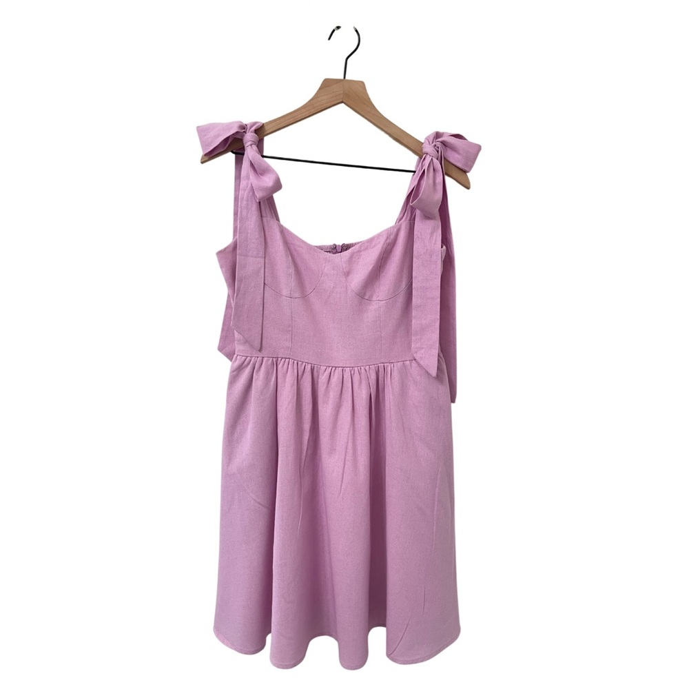 Entro Light Purple Linen Blend Bustier Baby Doll Flare Dress Size Medium